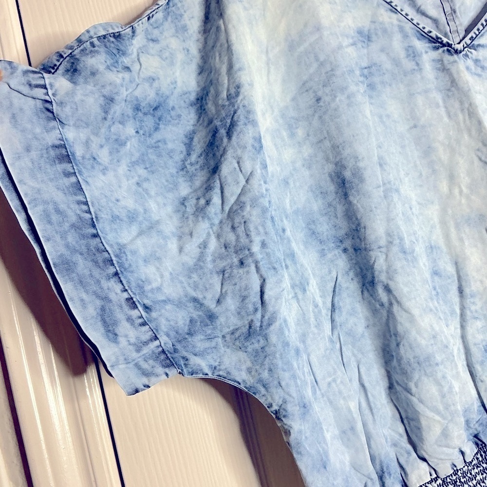 Marc New York Blue Gray Boxy Short Sleeve Blouse - Picture 4 of 8
